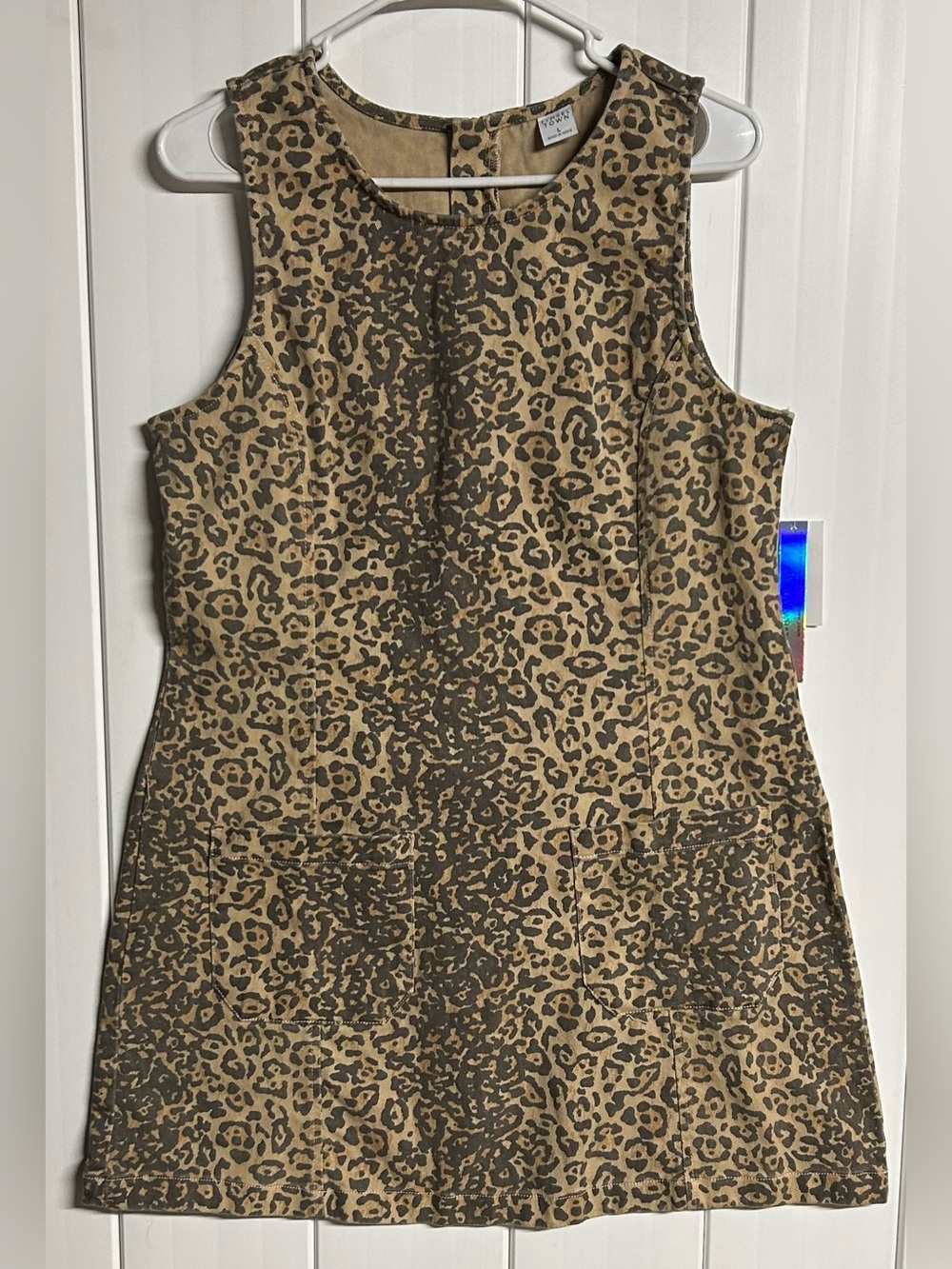 Juniors Tinseltown Leopard Print Mini Dress in Brown and Tan